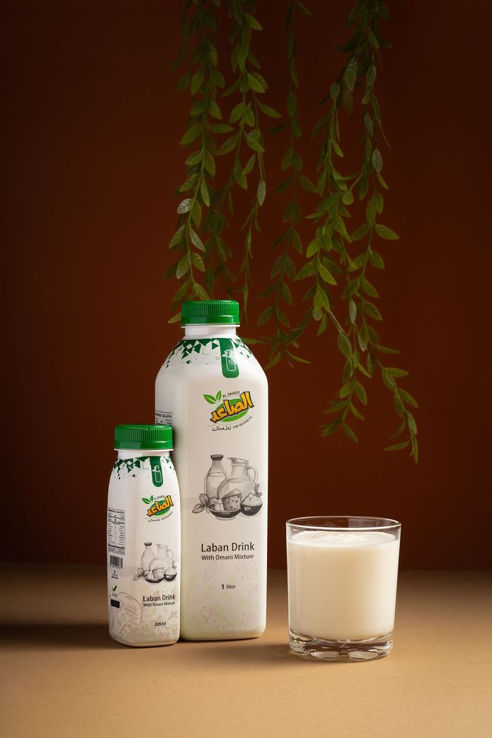 Al Saaeid laban with Omani mixture and a glass of fresh laban
